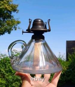 Victorian Veritas Conical Cut Glass Finger Chamber Oil Lamp, Complete, Catalogue