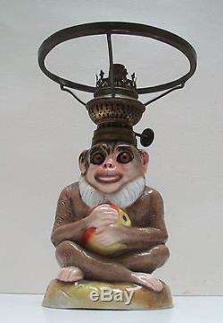 Victorian Very Rare Monkey Nursery Oil Lamp