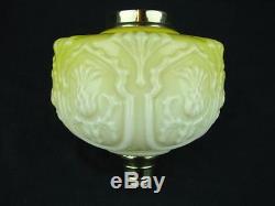 Victorian, Yellow, Art Nouveau Thistle Design Deeply Moulded Glass Oil Lamp Font