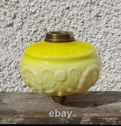 Victorian Yellow Cased Molded Glass Oil Lamp Font/Fount