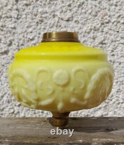 Victorian Yellow Cased Molded Glass Oil Lamp Font/Fount