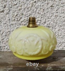 Victorian Yellow Cased Molded Glass Oil Lamp Font/Fount