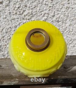 Victorian Yellow Cased Molded Glass Oil Lamp Font/Fount