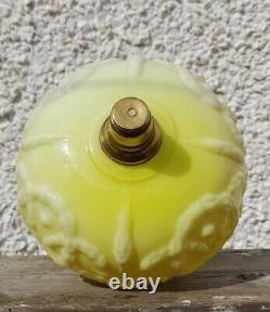 Victorian Yellow Cased Molded Glass Oil Lamp Font/Fount