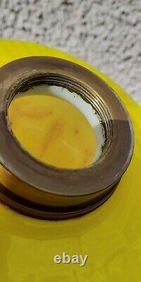 Victorian Yellow Cased Molded Glass Oil Lamp Font/Fount