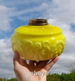 Victorian Yellow Cased Molded Glass Oil Lamp Font/Fount