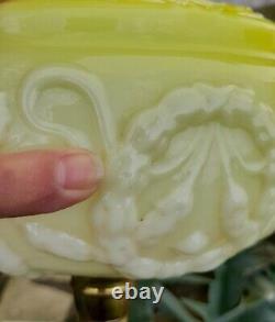 Victorian Yellow Cased Molded Glass Oil Lamp Font/Fount