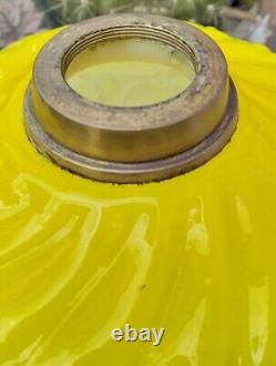 Victorian Yellow Moulded Double Cased Glass Oil Lamp Font