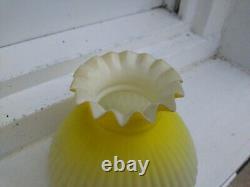 Victorian Yellow Satin Ribbed 5 1/2 Inch Miniature or Peg Oil Lamp Shade