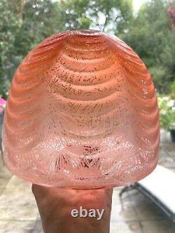 Victorian acid etched beehive orange peach oil lamp shade