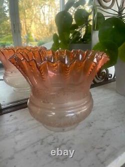 Victorian acid etched peach oil lamp shade