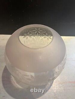 Victorian acid etched round oil lamp shade