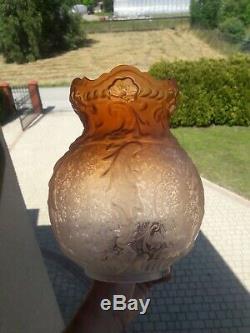 Victorian amber oil lamp shade