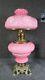 Victorian antique Pink Satin Glass Lamp cased glass oil lamp