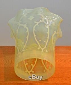 Victorian antique vaseline glass oil lamp shade from 1890's