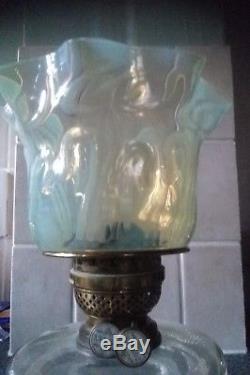 Victorian art nouveau vaseline glass kerosene oil gas lamp shade