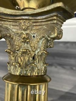 Victorian brass cast oil lamp corinthian