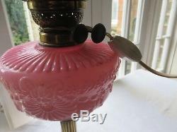 Victorian cranberry glass oil lamp converted for electricity