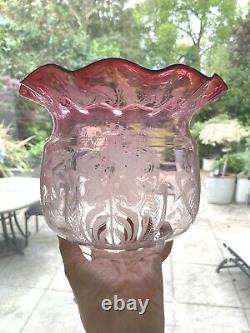 Victorian cranberry oil lamp shade