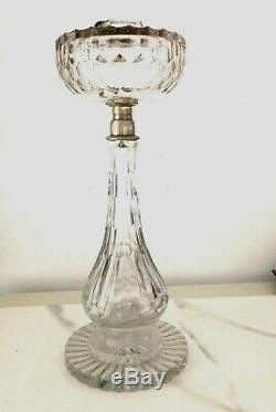 Victorian cut glass large oil lamp Williams and Bach burner collar