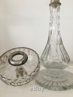 Victorian cut glass large oil lamp Williams and Bach burner collar