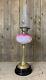 Victorian duplex Oil Lamp Antique, stand and chimney, brass, cranberry glass