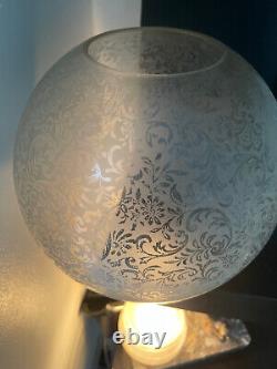 Victorian lace design round acid etched oil lamp shade