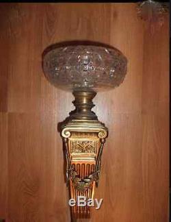 Victorian lamp oil Cut Crystal Bronze Empire style