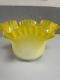 Victorian lemon yellow pleated frosted wrythen oil lamp shade