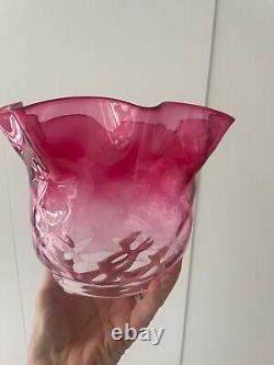 Victorian quilted cranberry wavy top oil lamp shade
