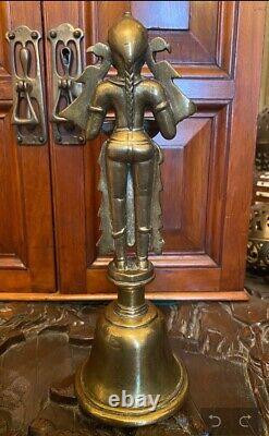 Victorian solid brass Lakshmi Indian deity /goddess of wealth oil lamp sculpture