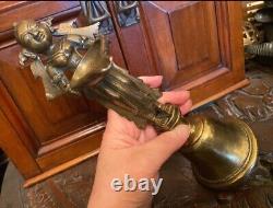 Victorian solid brass Lakshmi Indian deity /goddess of wealth oil lamp sculpture