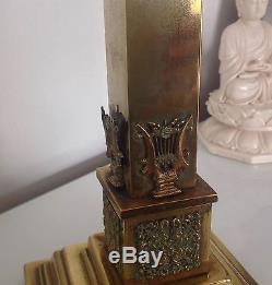 Victorian stepped square column oil Lamp. Midland Lighting Co. Double Burner