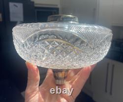 Victorian supercut facet cut silver plate oil lamp font width 7 ins