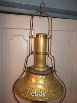 Vintage Aladdin Hanging Model 6 Oil Lamp Frame Glass & Brass Shade Chimney Font