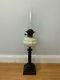 Vintage Antique Black Painted Cast Iron & Glass Large Oil Lamp Shell Decoration
