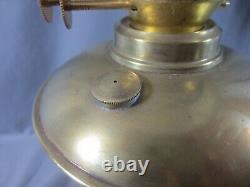 Vintage Antique Brass Oil Lamp & White Oil Lamp Shade