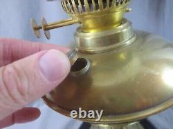 Vintage Antique Brass Oil Lamp & White Oil Lamp Shade