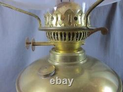 Vintage Antique Brass Oil Lamp & White Oil Lamp Shade