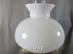 Vintage Antique Brass Oil Lamp & White Oil Lamp Shade