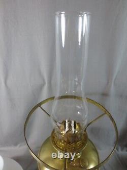 Vintage Antique Brass Oil Lamp & White Oil Lamp Shade