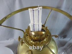 Vintage Antique Brass Oil Lamp & White Oil Lamp Shade