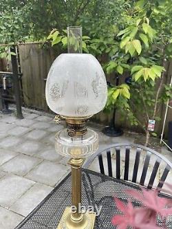 Vintage Antique Victorian Acid Etched Beehive Duplex Oil Lamp Shade