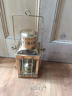Vintage Brass & Glass Ship /Marine Oil Lamp Lanterns