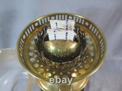 Vintage Brass Oil Lamp Complete With Etched Shade Shepards Hut Oil Lamp