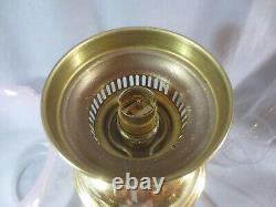 Vintage Brass Oil Lamp Style Electric Lamp Etched Shade Shepards Hut Lamp