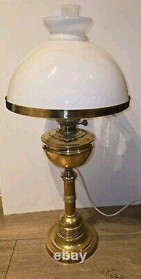 Vintage Brass Veritas Oil Lamp Converted To Electric 70cm