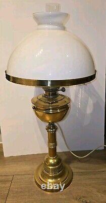 Vintage Brass Veritas Oil Lamp Converted To Electric 70cm