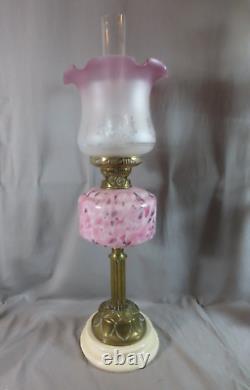 Vintage English Made Duplex Oil Lamp And Glass Tulip Oil Lamp Shade