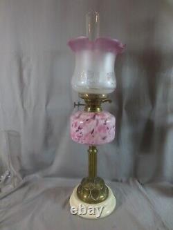 Vintage English Made Duplex Oil Lamp And Glass Tulip Oil Lamp Shade